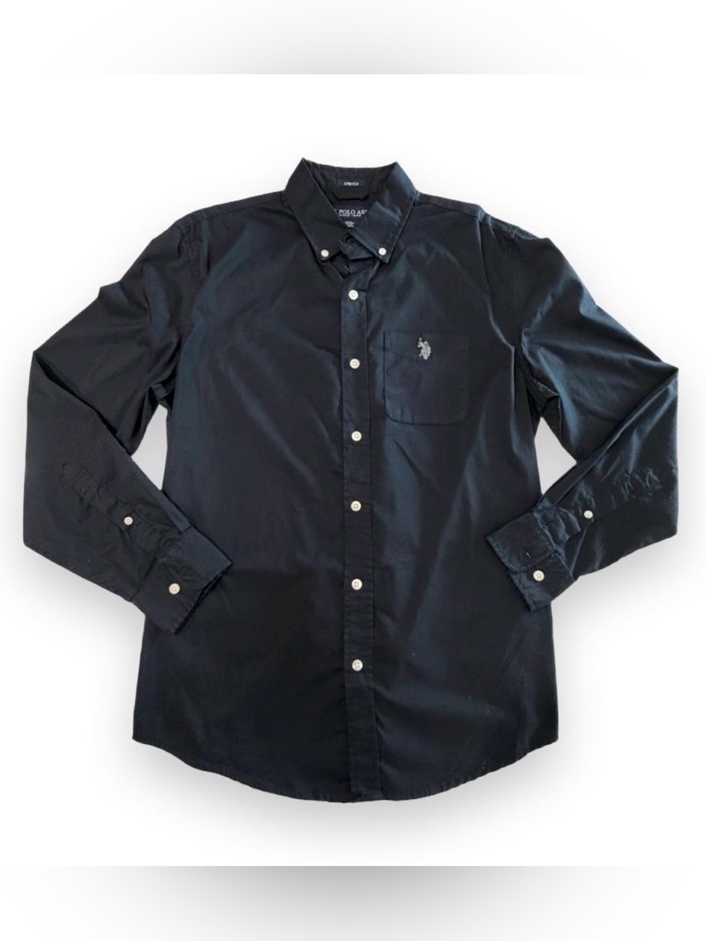 U.Small. Polo Assn. Long Sleeve Stretch Solid Button-Down Shirt. Long Sleeve